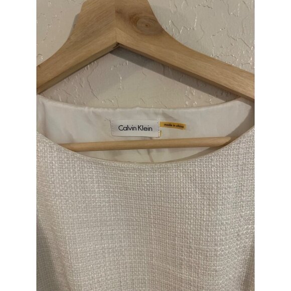Calvin Klein Tweed Style Zip Side White Mini Dress - Picture 6 of 12